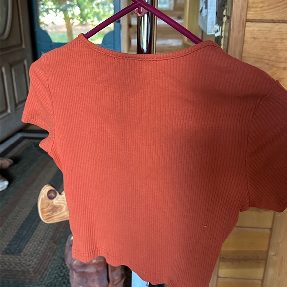 Shein Rust Ribbed Crop Top - Picture 3 of 3